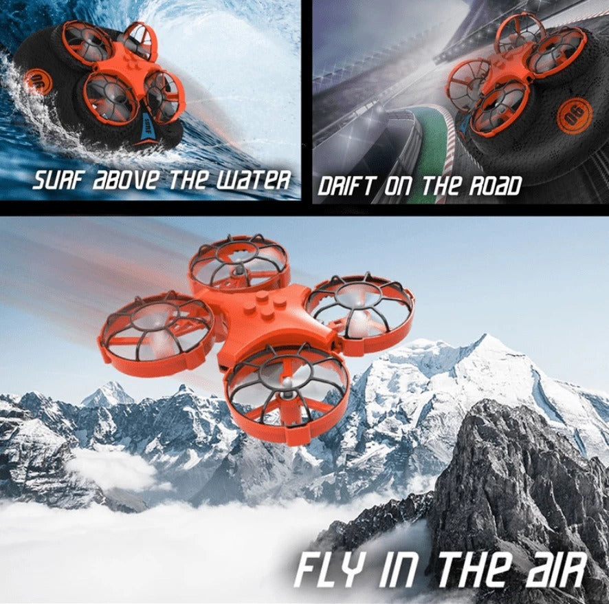 RC Båt vatten land och luft fyra axlar flygplan hovercraft tre-i-ett multi-funktion leksak en-knapp Tumbling Mini Drone