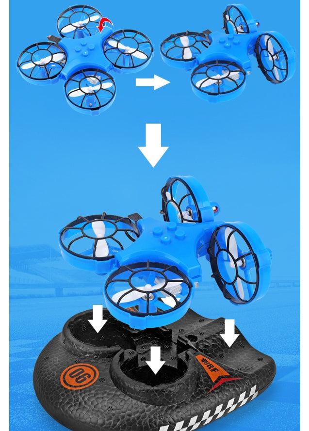 RC Båt vatten land och luft fyra axlar flygplan hovercraft tre-i-ett multi-funktion leksak en-knapp Tumbling Mini Drone