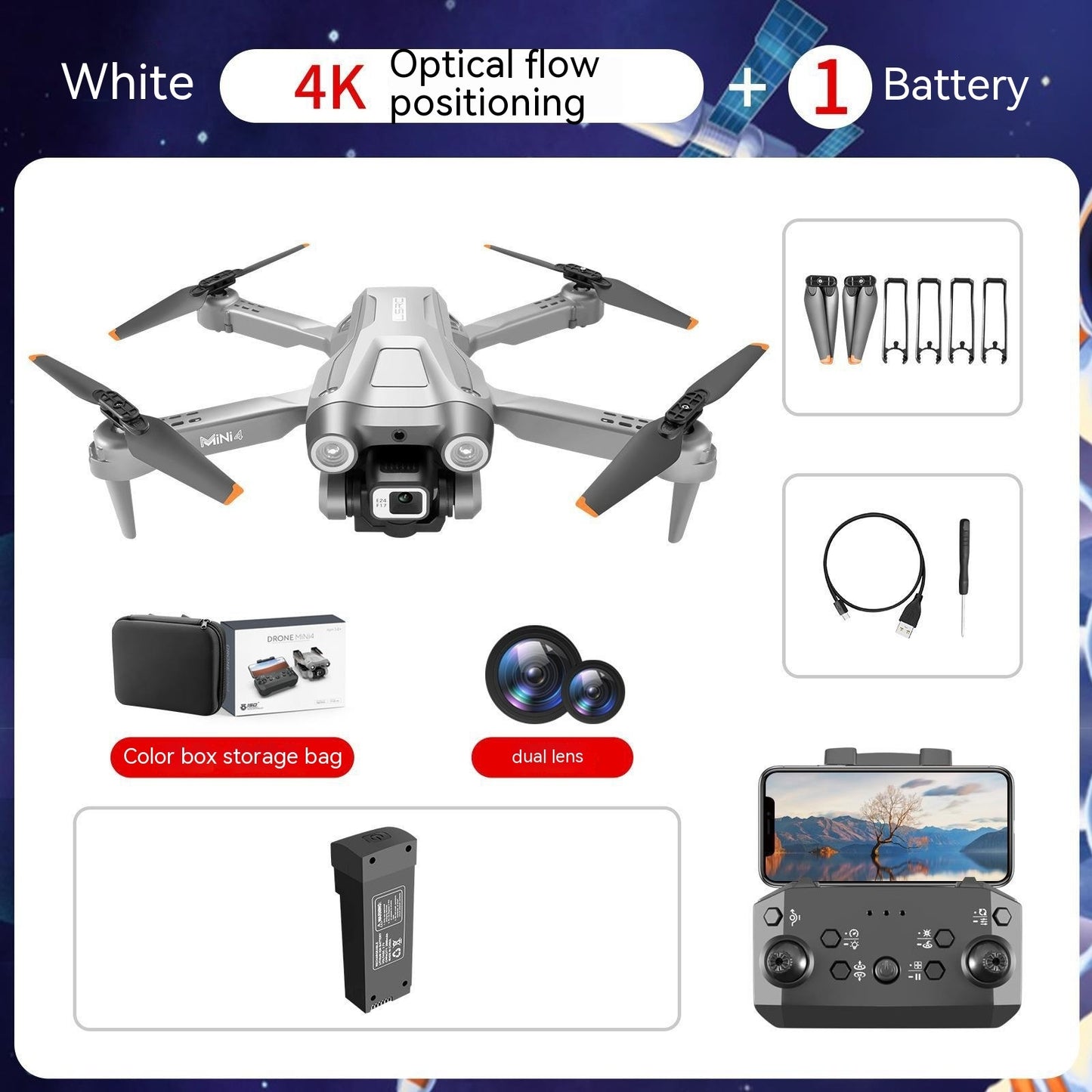 Remote Control HD Drone For Aerial Photography 4K Dual Lens