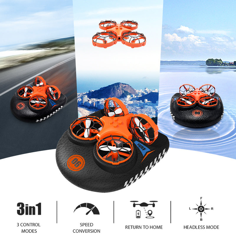 RC Båt vatten land och luft fyra axlar flygplan hovercraft tre-i-ett multi-funktion leksak en-knapp Tumbling Mini Drone