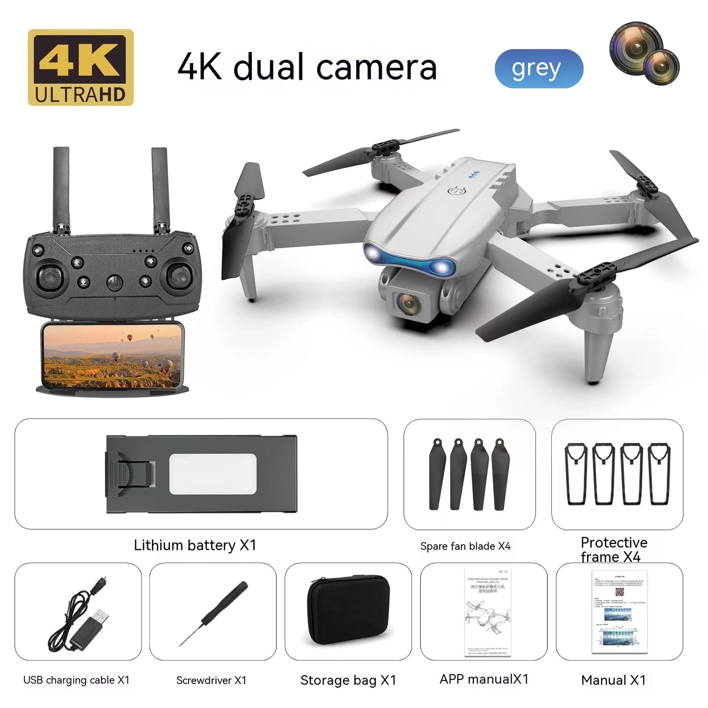 E99pro Aerial Drone 4k High-definition Dual Camera Three Sided Camera