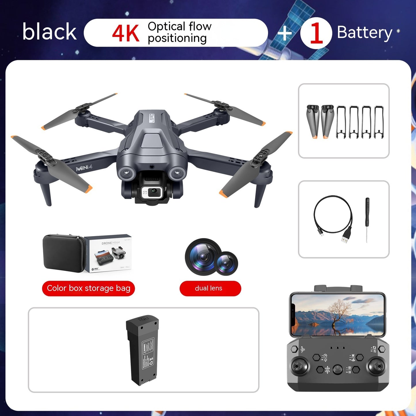 Remote Control HD Drone For Aerial Photography 4K Dual Lens