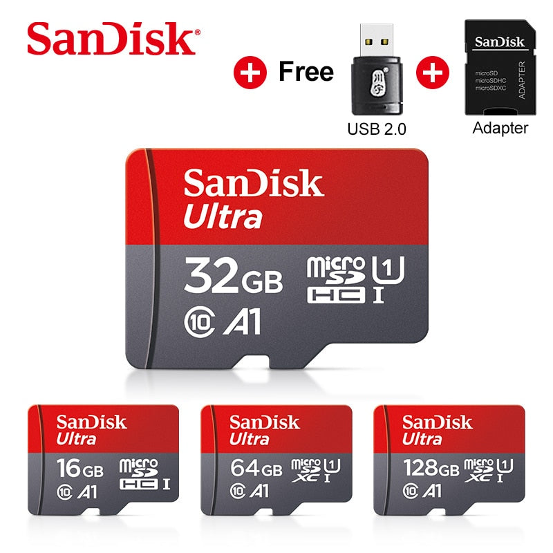 100 % SanDisk A1 Minneskort kamerakort 16GB 32GB 64GB Micro sd-kort 128GB 120MB/s Klass 10 UHS-1 flashkort Microsd TF/SD-kort