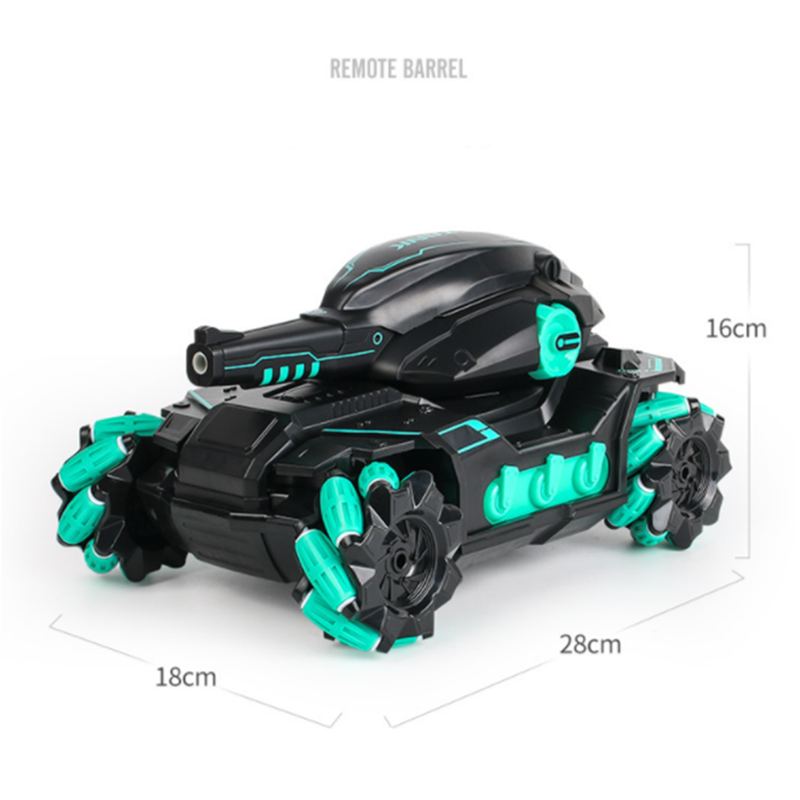 2,4G 4WD-fjärrkontrolltankmodeller 4WD-ljus terrängfordonsklocka Gestavkänning Elektrisk vattenbomb Drift Barnleksak