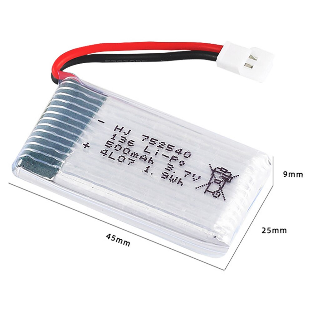 2-6st 3,7V 500mAh 752540 Lipo Batteri Med Laddare För Syma X5C X5SW M68 Cheerson CX-30 H5C Quadrocopter Drone Reservdelar