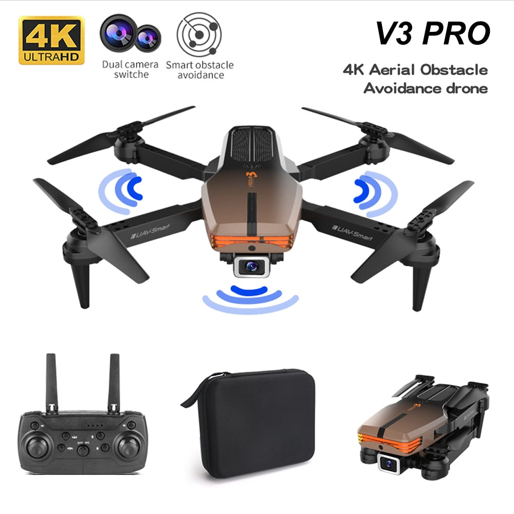 2022 Ny V3 Pro RC Mini Drone 4K Dubbelkamera WIFI FPV Flygfotografi Helikopter Vikbar Quadcopter Drone Leksaker drönare