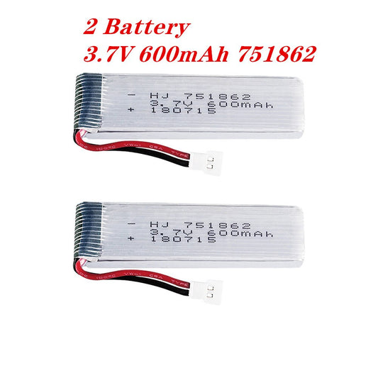 2st/lot High Rate 3.7v 600mah 751862 20C Li-polymer batteri För V930 V977 V966 2.4G RC helikopter Drone Reservdelar