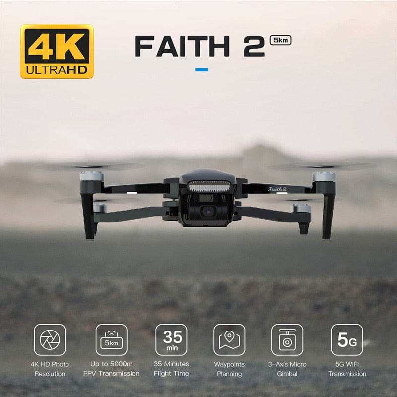 C-FLY Faith 2 Pro Drone 4K GPS Professionell 3-axlig 5G Wifi FPV RC Quadcopter 5KM Avstånd 500M Höjd Borstlös Dron VS DJI Mine