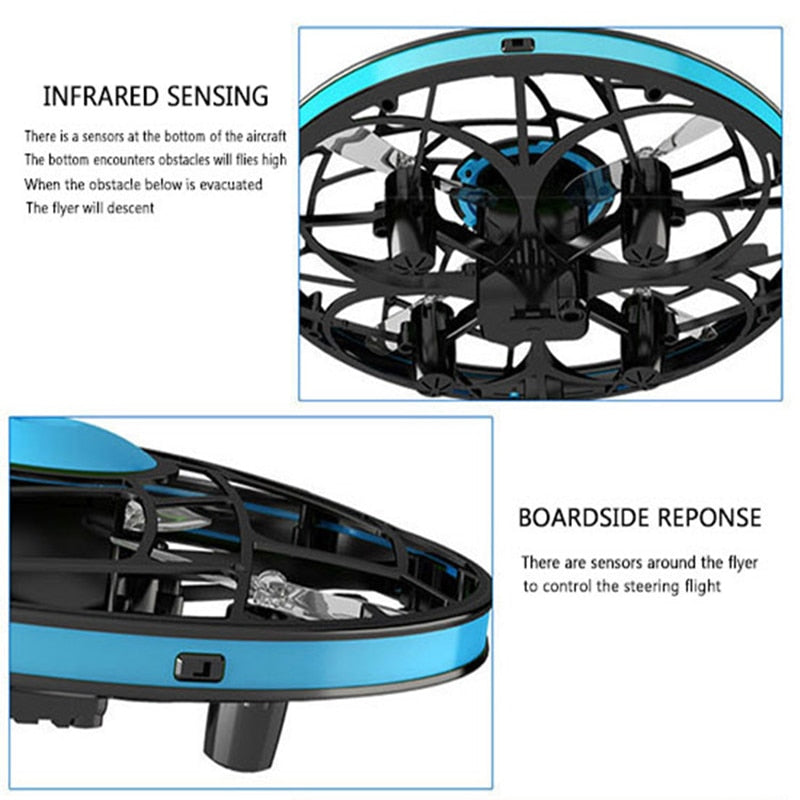 Mini 830 UFO drönare med lätt anti-kollisionsinfraröd gestavkännande ficka Flayaball modell Quadcopter dron Leksaker för barn