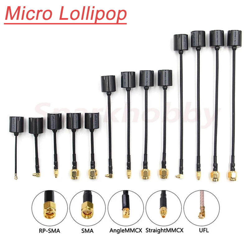 Ny Micro Lollipop 5.8G RHCP Bildöverföringsantenn 65/105/145MM SMA / RP-SMA / MMCX / UFL För RC FPV Racing Drönare gör det själv-del