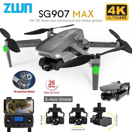 SG907 MAX / SG907 Pro GPS Drönare med 3-axlig kardankamera 4K HD 5G Wifi FPV Optical Flow Borstlös Professionell Quadcopter Dron