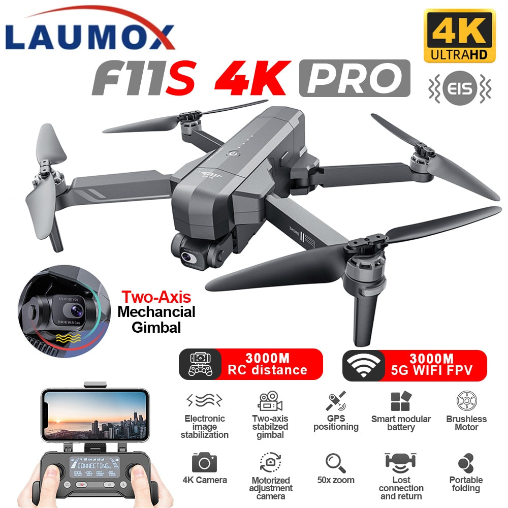 SJRC F11S 4K PRO Drone GPS 5G WiFi 2 Axis Gimbal Med HD Kamera F11 4K PRO 3KM Professionell RC hopfällbar borstlös Quadcopter