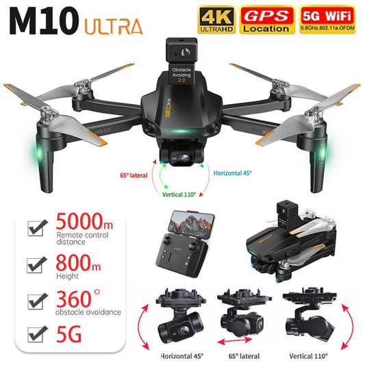 XMRC M10 Ultra Drone 4K Professionell GPS 3-axlig EIS 5G Wifi Quadcopter 5KM Avstånd 800M Höjd Borstlös Dron VS SG906 MAX1 F11S