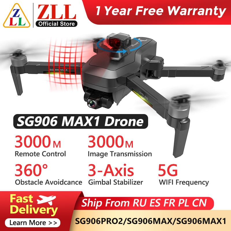 ZLL SG906 MAX 1 3-axlig 4K HD Kamera Drönare 360 Hinder Undvikande FPV 5G WIFI 3K RC Avstånd Professionell GPS Dron Quadcopter